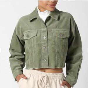 Forever 21 Olive Corduroy Jean Jacket